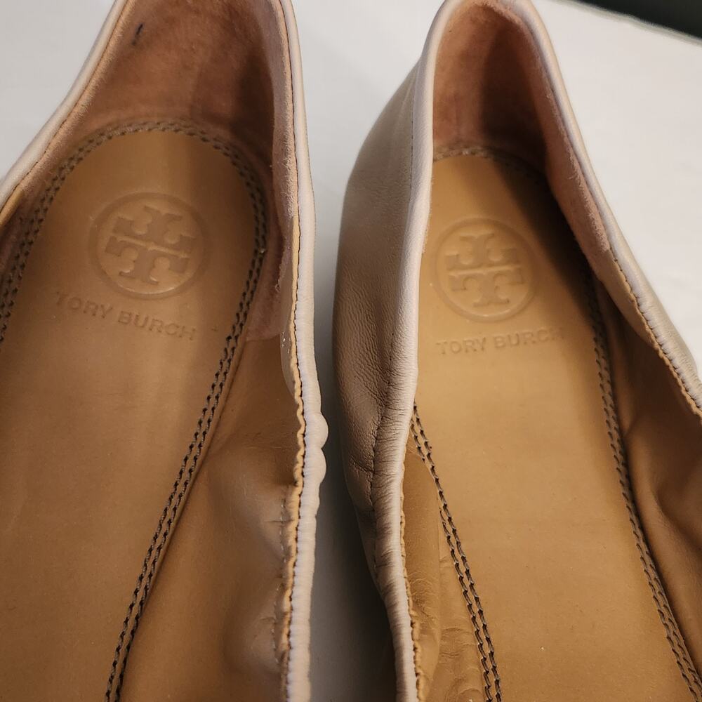 Tory Burch Minnie Patent Cap Toe Ballet Shoes Light Taupe/Gray Heron Sz 11M - Picture 4 of 7